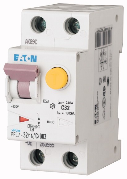 Дифференциальный автомат Eaton PFL7-32/1N/C/003 1P+N 32A тип C 30mA