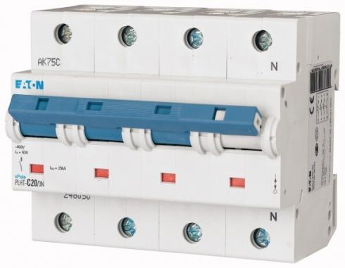 Автоматический выключатель Eaton PLHT-C20/3N 3Р+N 20А тип C 25 кА